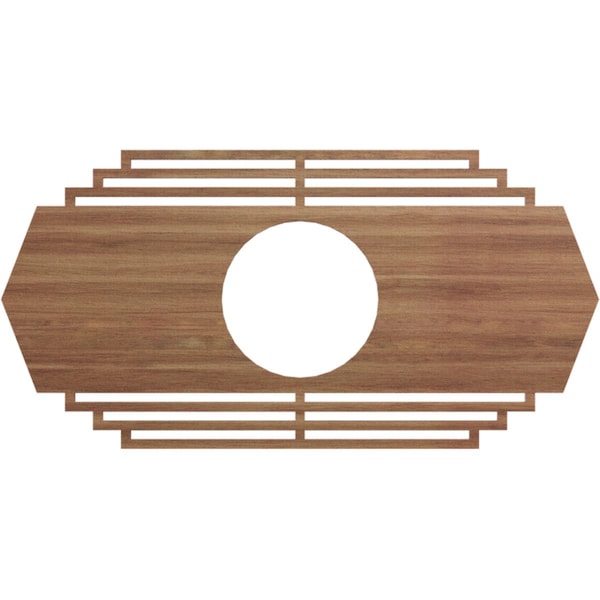 Ekena Millwork Chrysler Wood Fretwork Pierced Ceiling Medallion, Walnut, 32"W x 16"H x 8 3/8"ID x 3/8"T CMWP32X16X0375CSWA - main